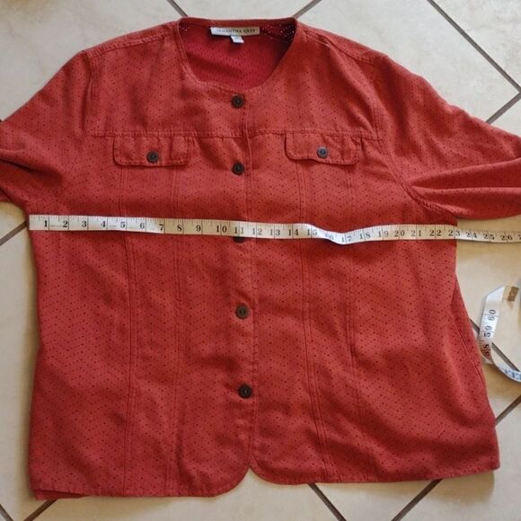 Samantha Grey faux suede perforated jacket with ornate buttons size 16 - Picture 7 of 11